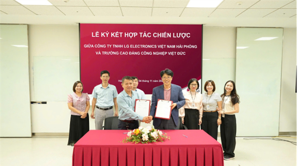 Lễ ký kết hợp tác chiến lược giữa trường Cao đẳng Công nghiệp Việt Đức và Công ty TNHH LG ELECTRONICS Việt Nam Hải Phòng (LGEVH)