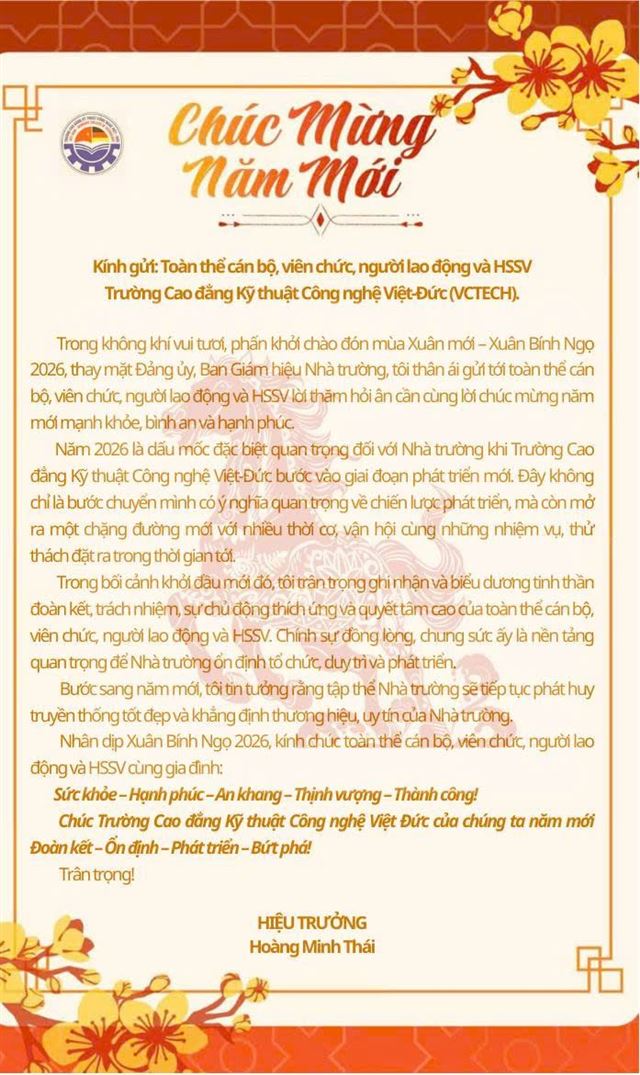 THƯ CHÚC TẾT BÍNH NGỌ NĂM 2026